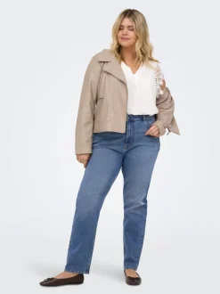 CAREMILY Taille haute Straight Fit Longueur cheville Jeans