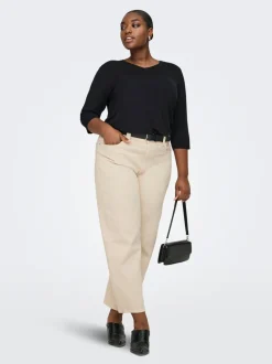 CARFRANKIE Taille haute Coupe barrel Longueur cheville Jeans