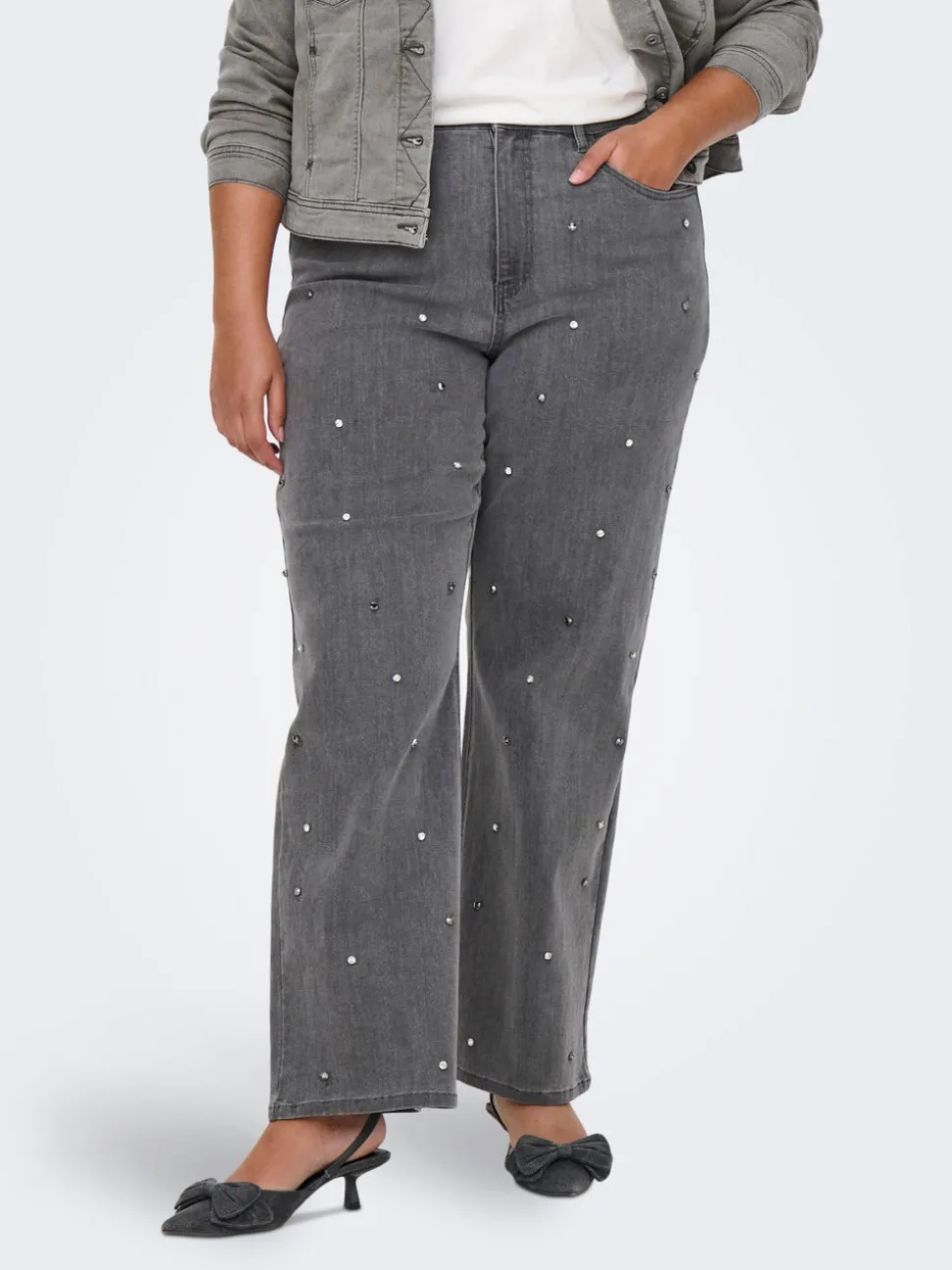 CARHOPE Taille haute Wide Leg Fit Jeans