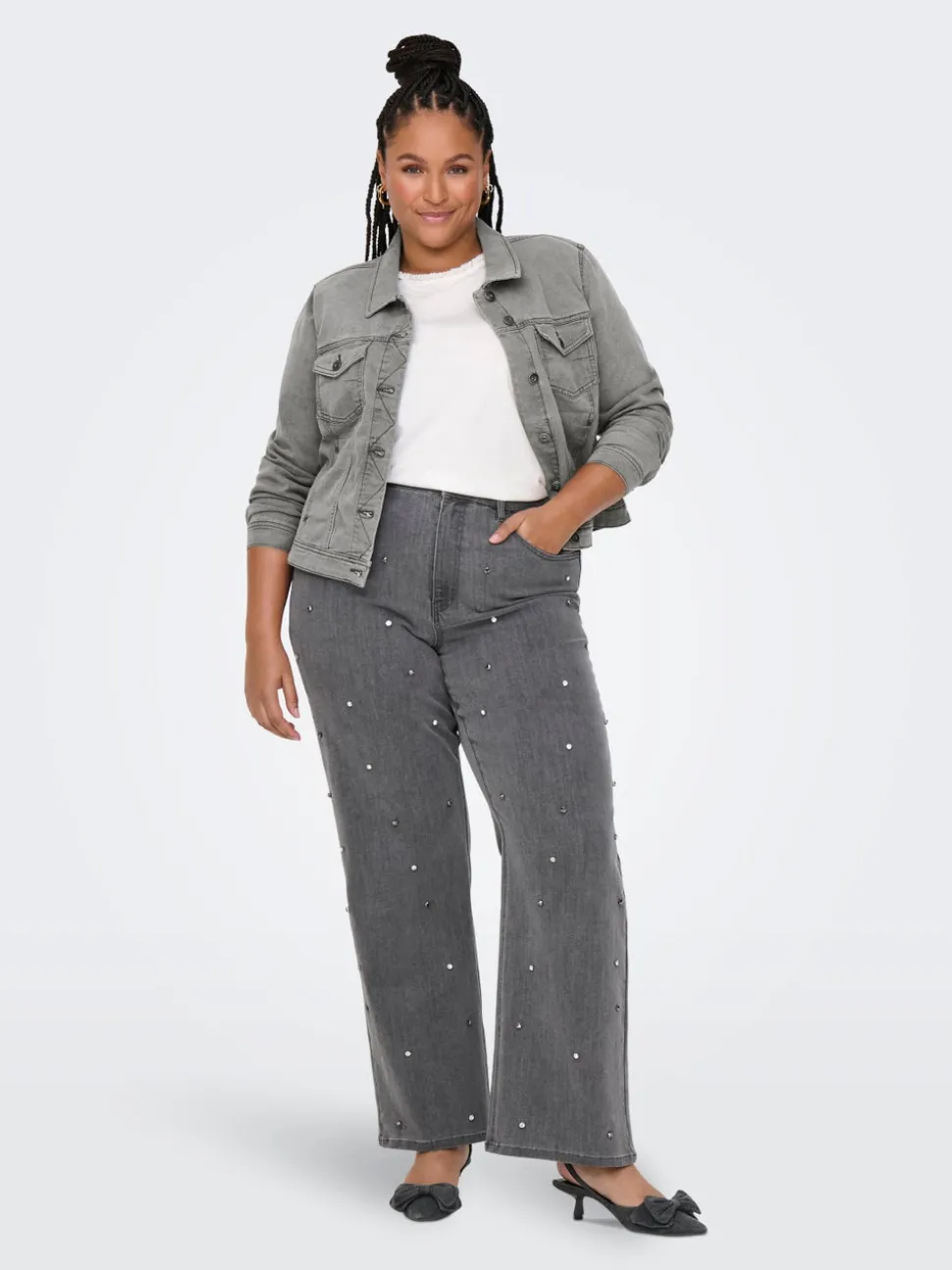 CARHOPE Taille haute Wide Leg Fit Jeans
