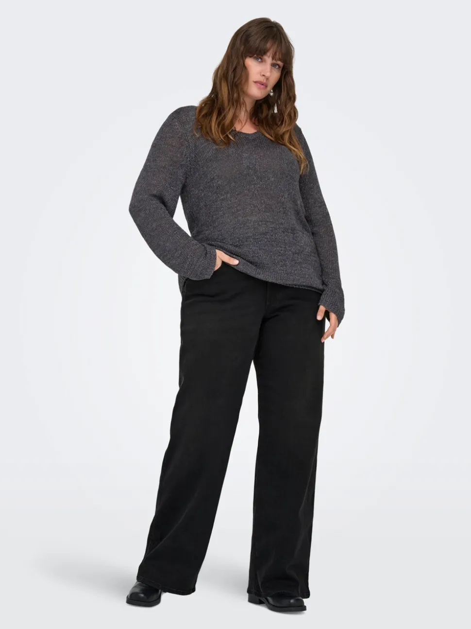 CARSNOW Taille haute Wide Leg Fit Jeans