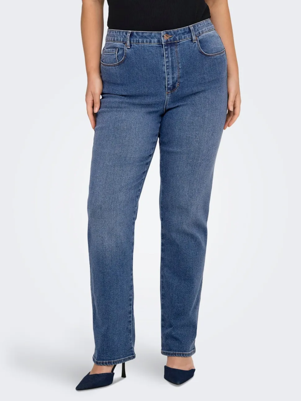 CARSNOW Taille haute Straight Fit Jeans
