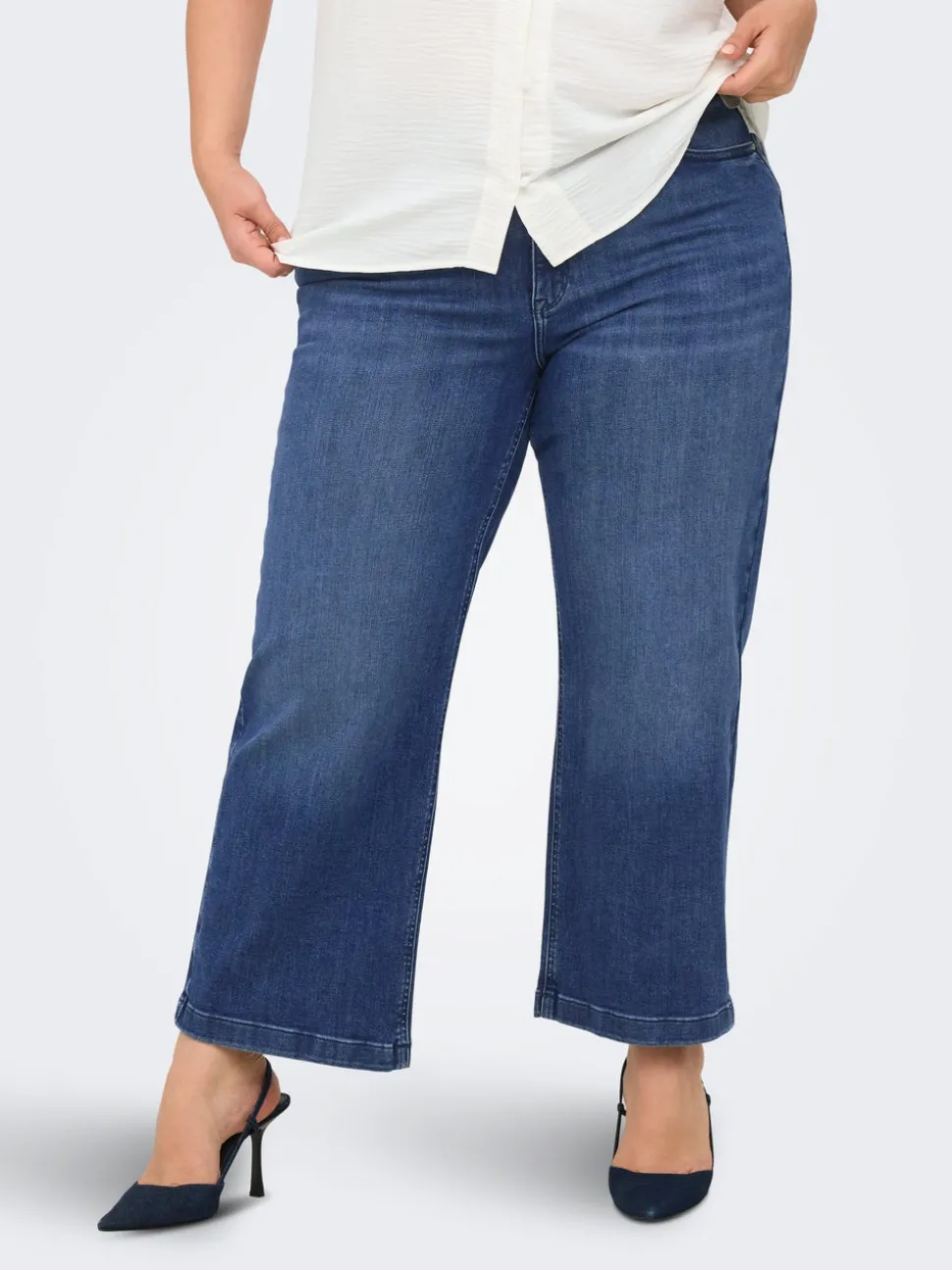CARWILLY Taille haute Wide Leg Fit Court Jeans