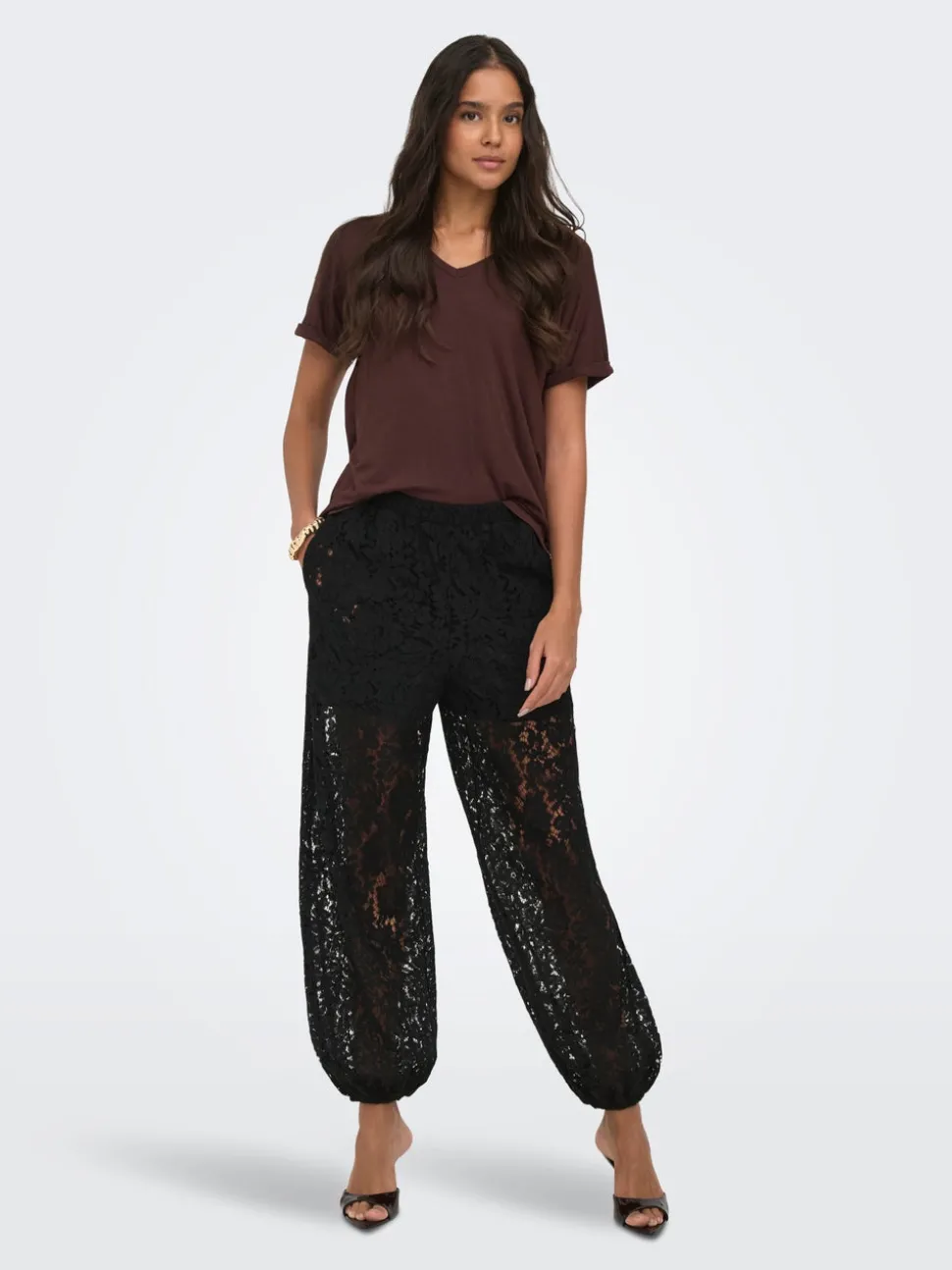 JDYJULIA Balloon Fit Pantalon en dentelle