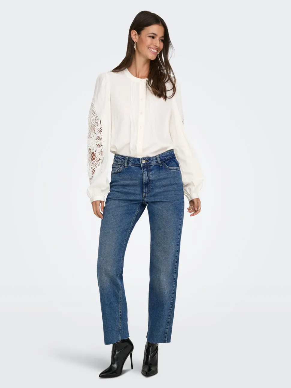 JDYLULLU Taille haute Straight Fit Longueur cheville Jeans