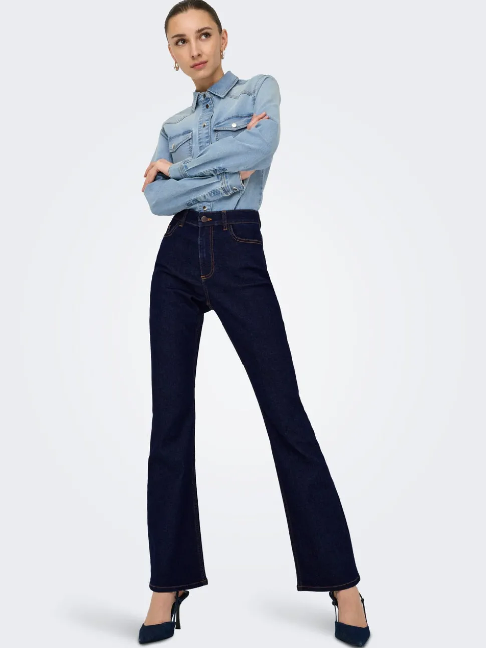 JDYMOON Taille haute Bootcut Fit Jeans