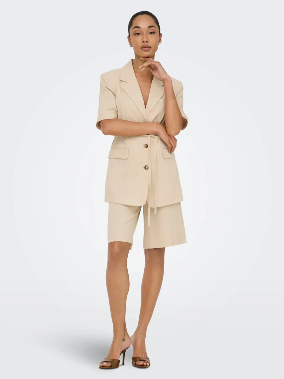 JDYNAOMI Taille moyenne Loose Fit Lin Bermuda