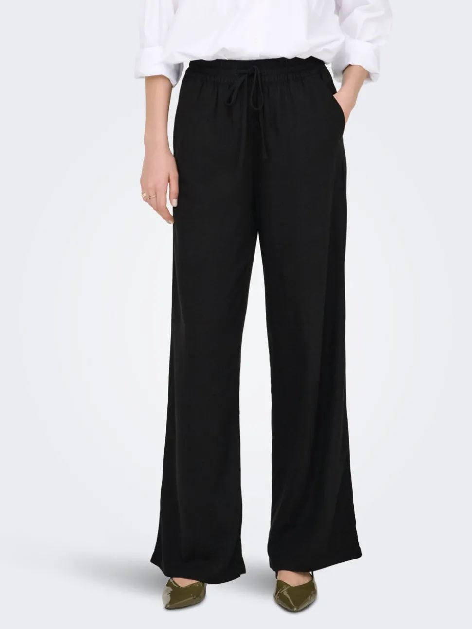 JDYSAY Loose Fit Lin Pantalon à jambe large