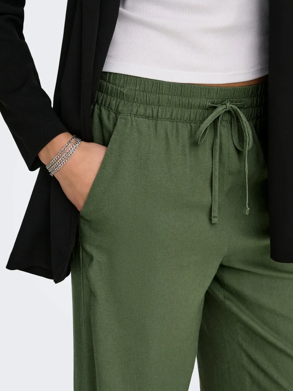 JDYSAY Loose Fit Lin Pantalon à jambe large