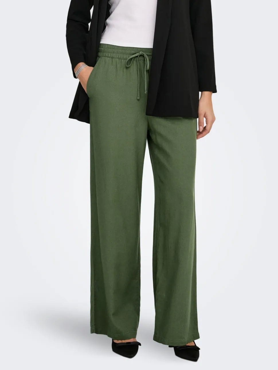 JDYSAY Loose Fit Lin Pantalon à jambe large