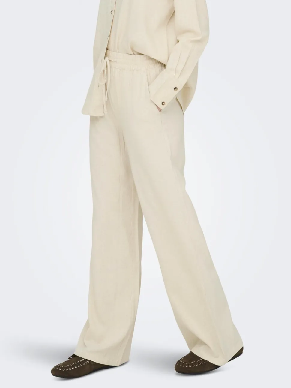 JDYSAY Loose Fit Lin Pantalon à jambe large