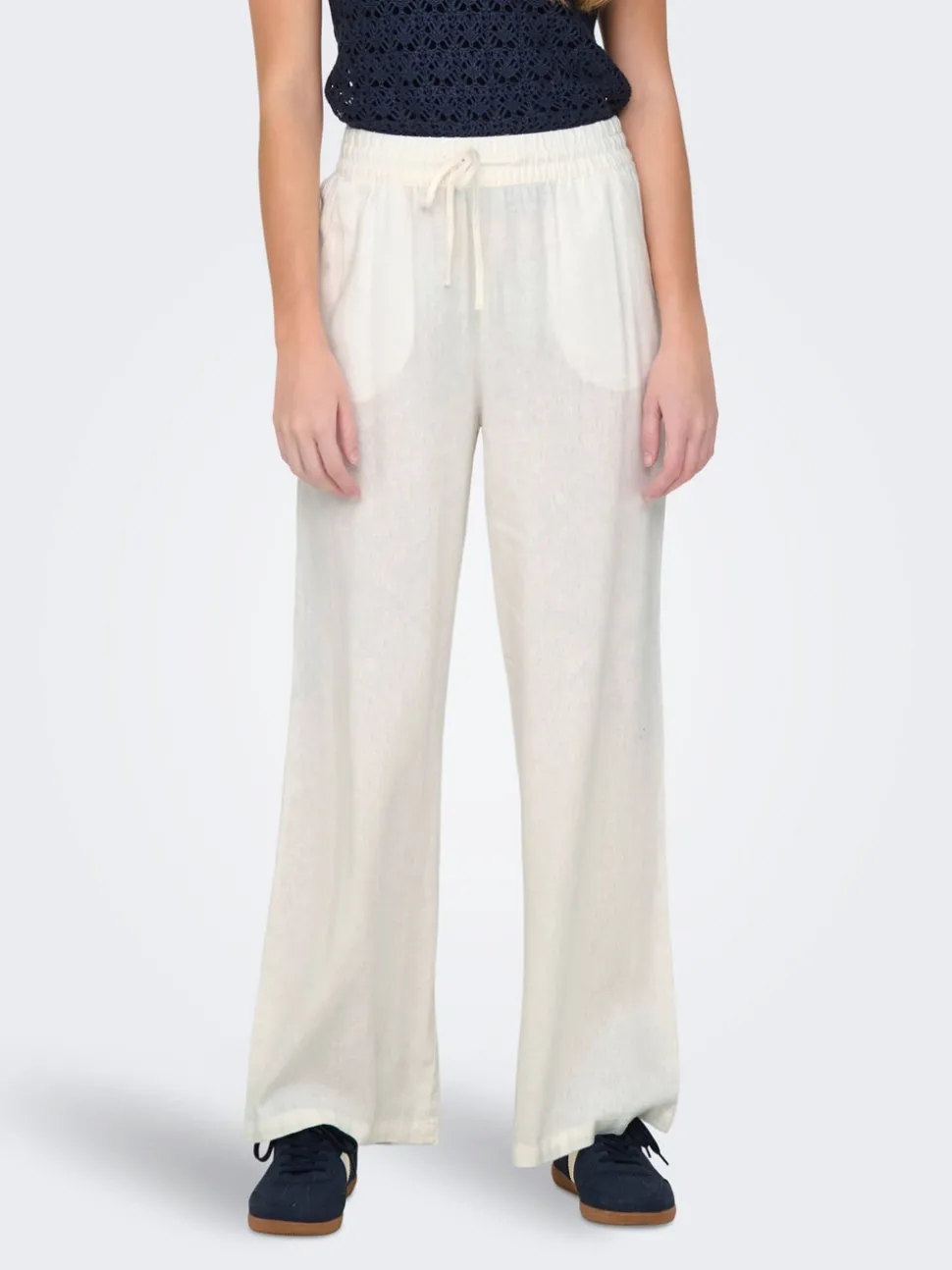 JDYSAY Loose Fit Lin Pantalon à jambe large