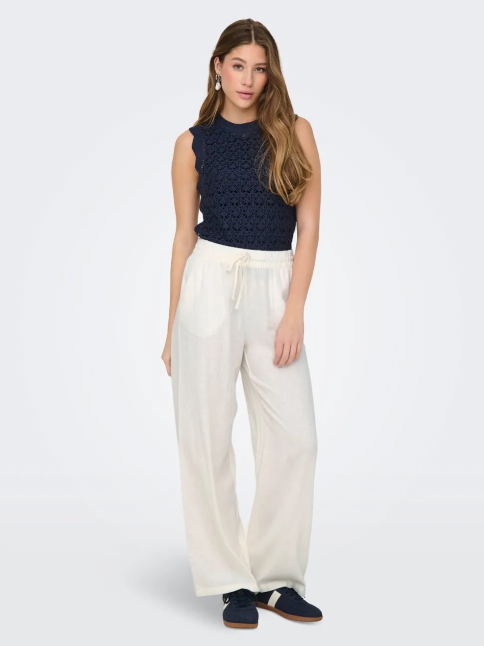 JDYSAY Loose Fit Lin Pantalon à jambe large