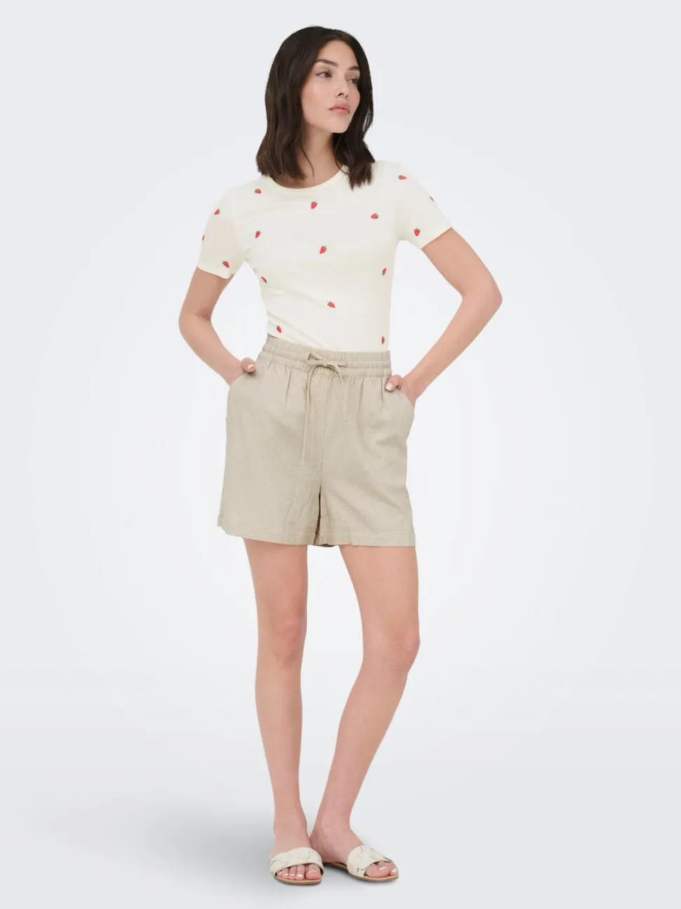 JDYSAY Taille haute Regular Fit Lin Short
