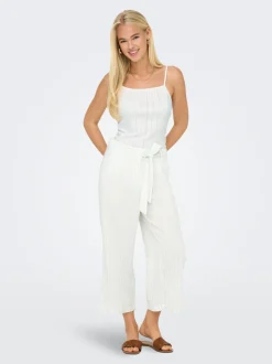 ONLCARO Cropped Fit Lin Pantalon à jambe large