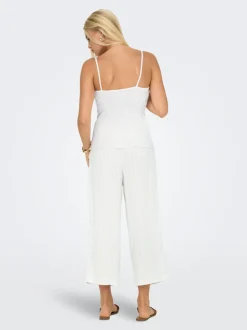 ONLCARO Cropped Fit Lin Pantalon à jambe large
