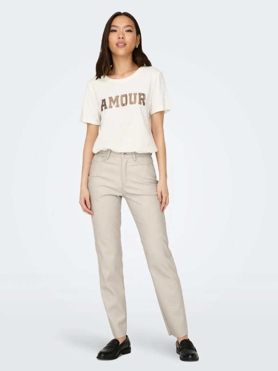 ONLEMILY Regular Fit Pantalon en cuir synthétique