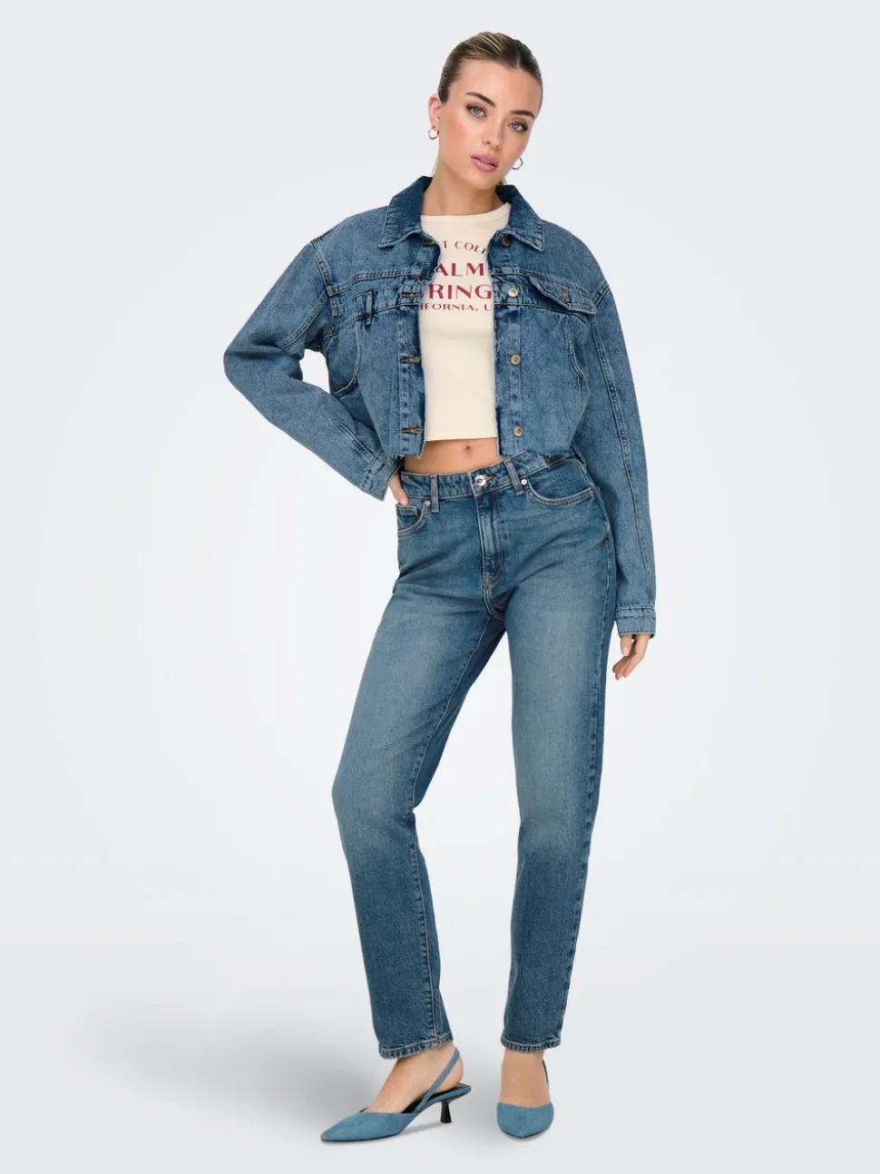 ONLEMILY Taille haute Straight Fit Longueur cheville Jeans