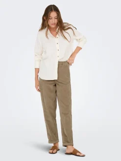 ONLFLORA Pantalon classique en velours côtelé coupe carotte
