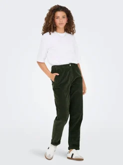 ONLFLORA Pantalon classique en velours côtelé coupe carotte