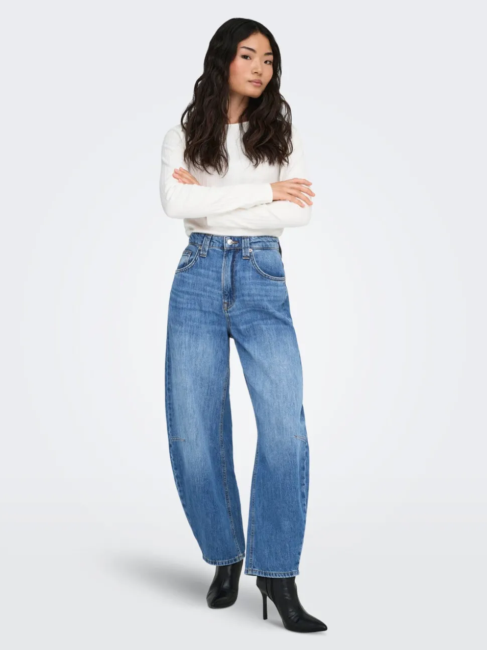 ONLFRANKIE Taille haute Coupe barrel Longueur cheville Jeans
