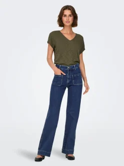 ONLJUICY Taille haute Wide Leg Fit Jeans