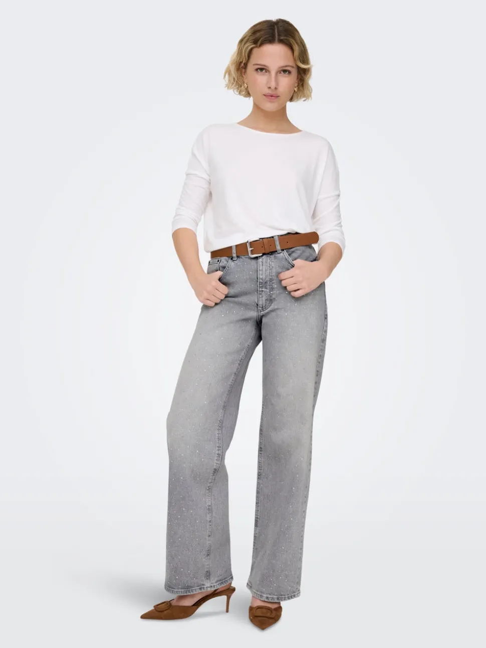 ONLJUICY Taille haute Wide Leg Fit Jeans