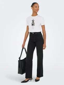ONLJUICY-WAUW Taille haute Wide Leg Fit Jeans