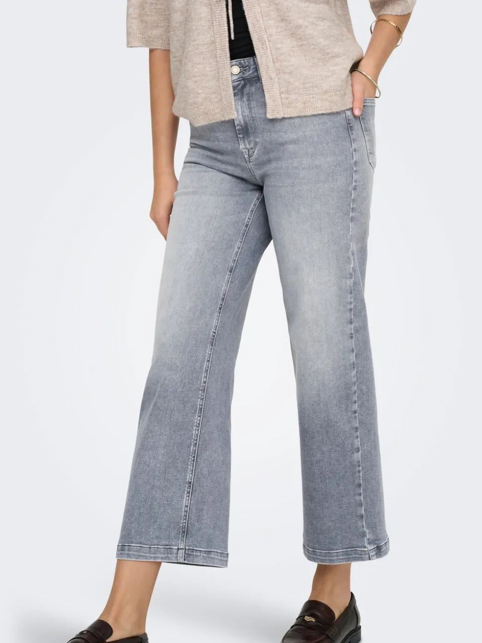 ONLMADISON Taille haute Wide Leg Fit Court Jeans