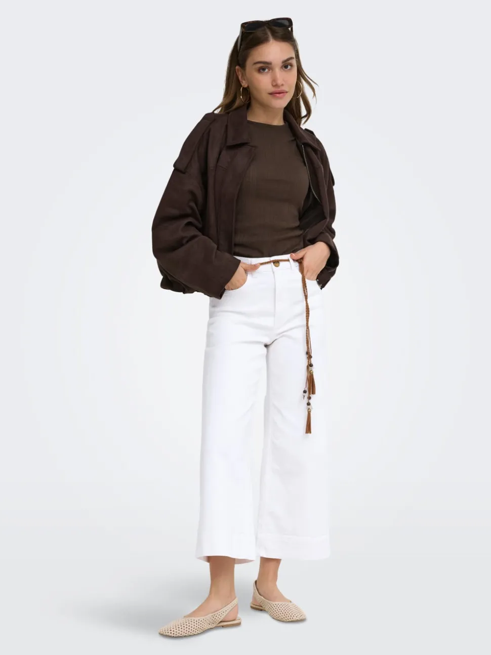 ONLMADISON Taille haute Wide Leg Fit Court Jeans