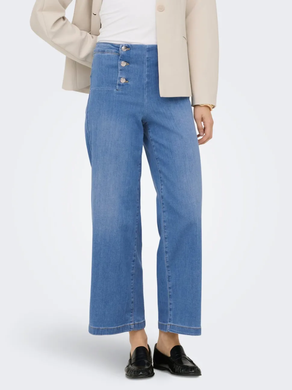 ONLNEW Taille haute Coupe large - Courte Court Jeans