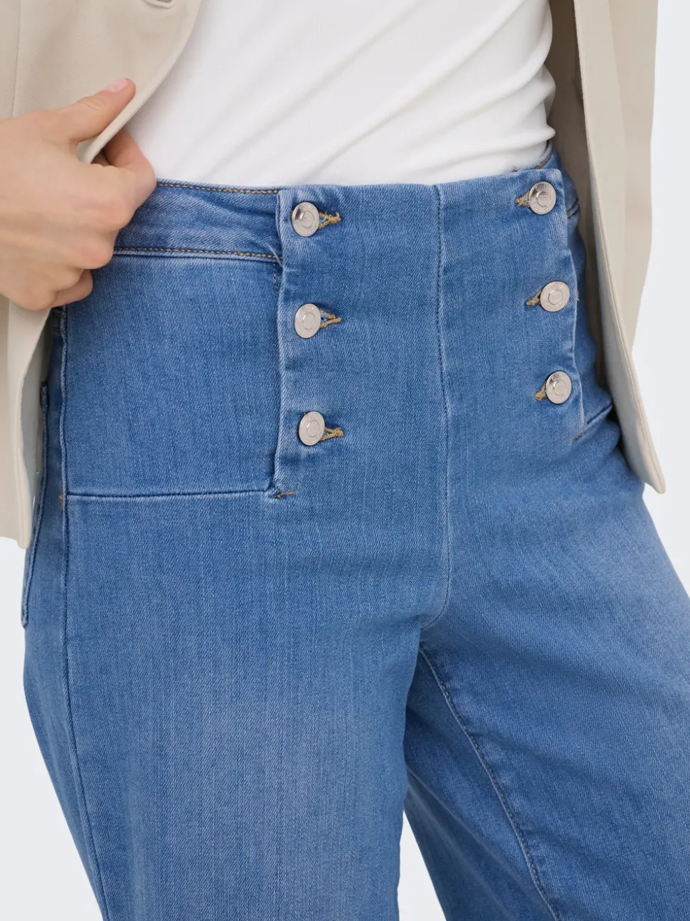 ONLNEW Taille haute Coupe large - Courte Court Jeans
