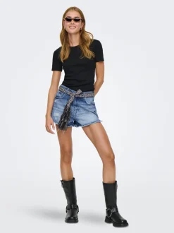 ONLROBYN Taille extra haute Straight Fit Short en denim