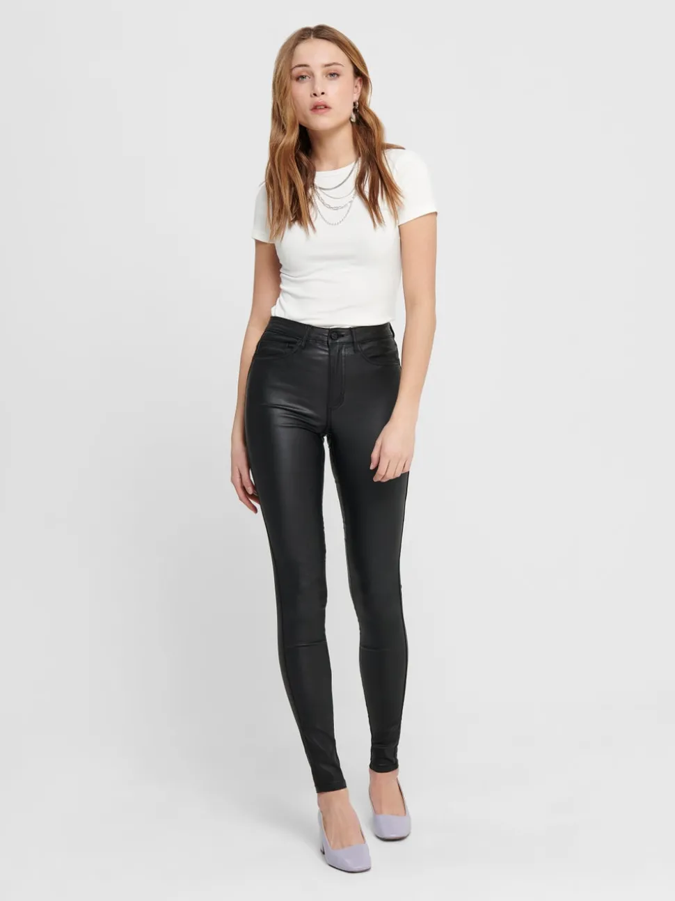 ONLROYAL Skinny Fit Pantalon en cuir synthétique