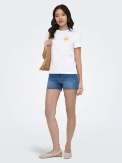 ONLWAUW Taille moyenne Regular Fit Short en denim