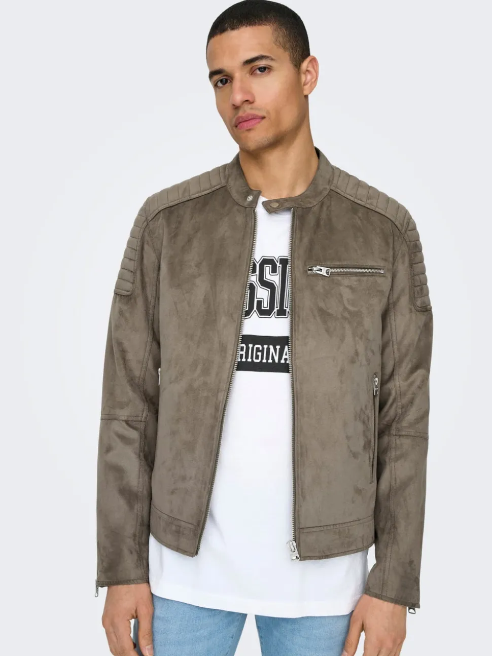 ONSGUS Veste en cuir synthétique