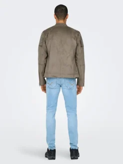 ONSGUS Veste en cuir synthétique