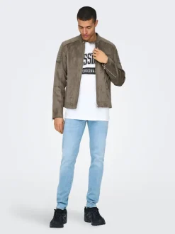 ONSGUS Veste en cuir synthétique