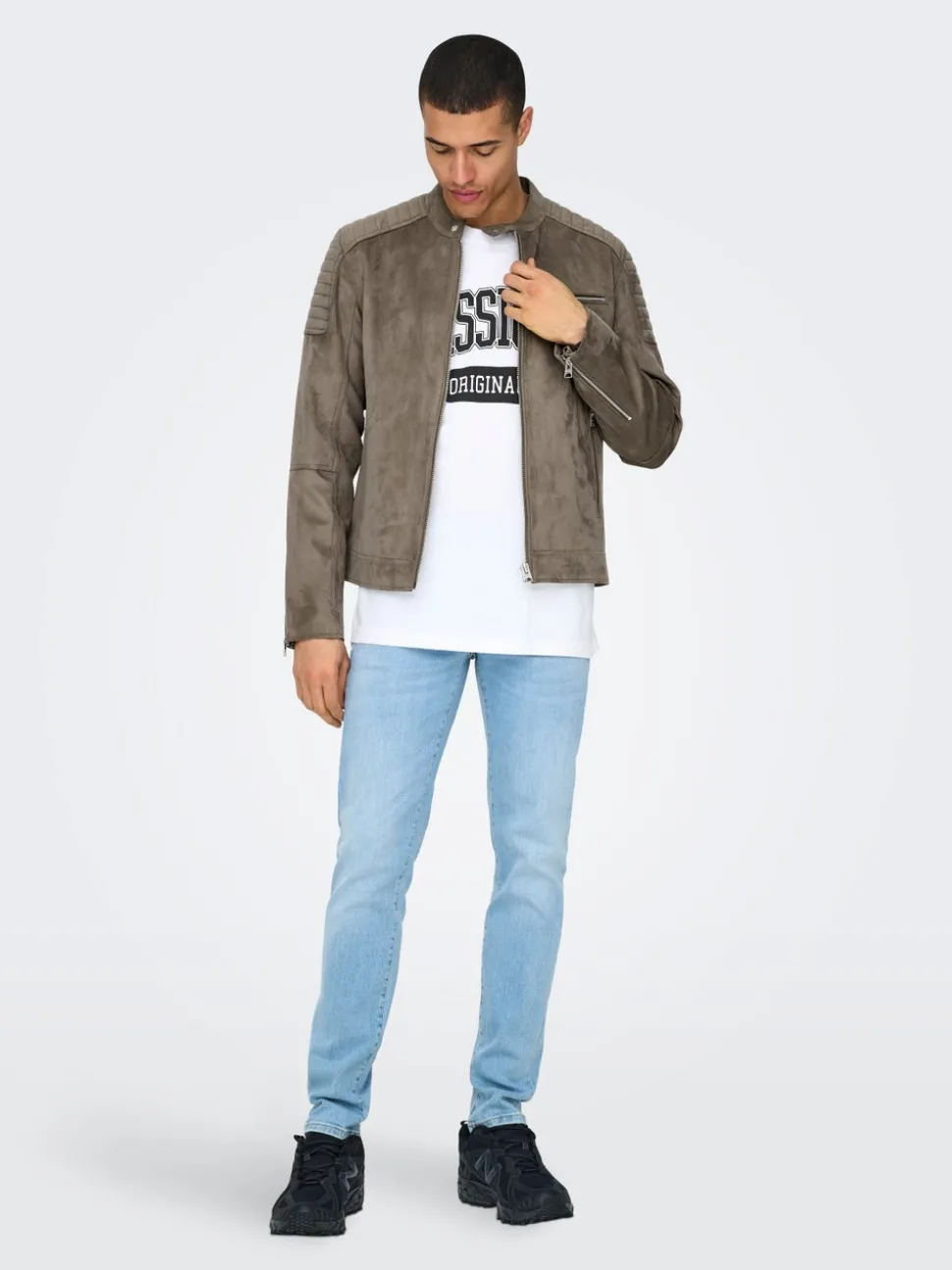 ONSGUS Veste en cuir synthétique