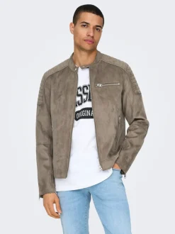 ONSGUS Veste en cuir synthétique