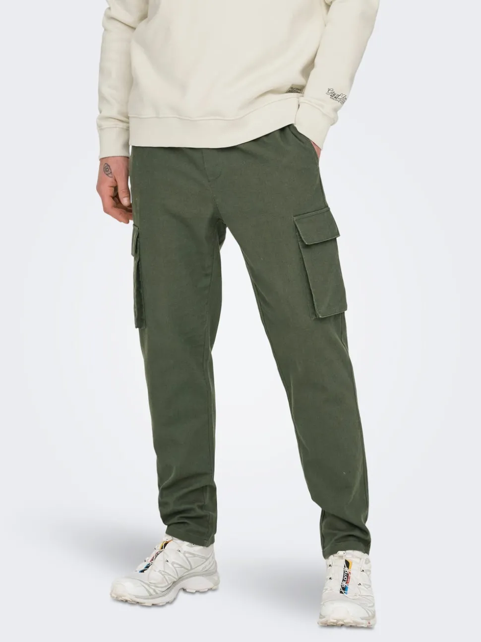 ONSLINUS Tapered Fit Lin Pantalon cargo